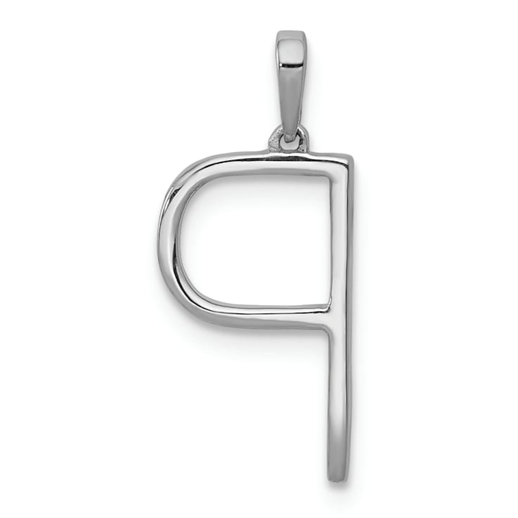 Rhodium Over 14K White Gold Diamond Letter P Initial Pendant