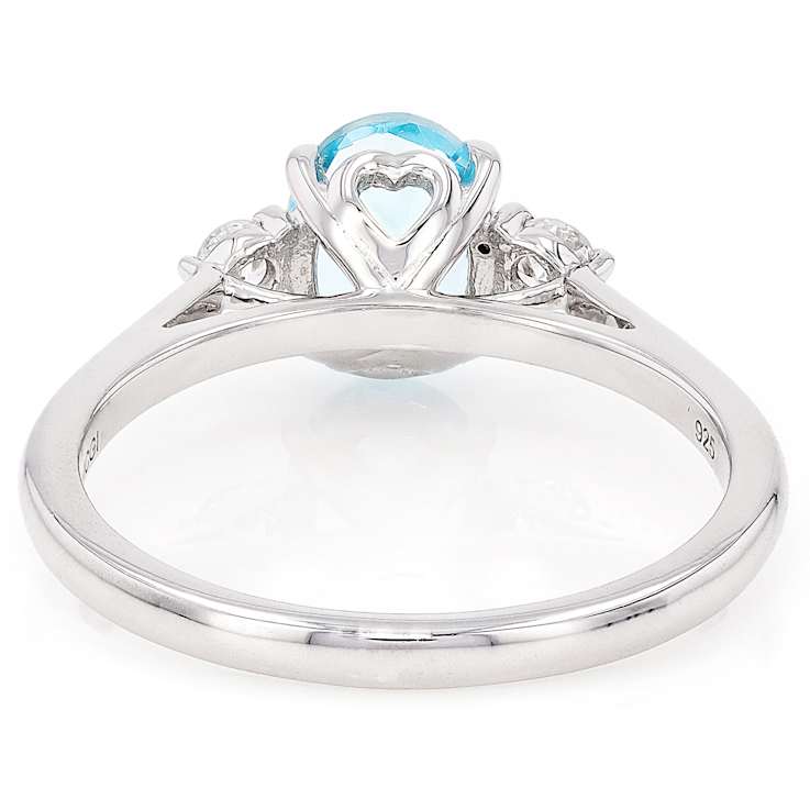 Sky Blue Topaz And Lab-Grown Diamond Three-Stone Ring In Sterling Silver