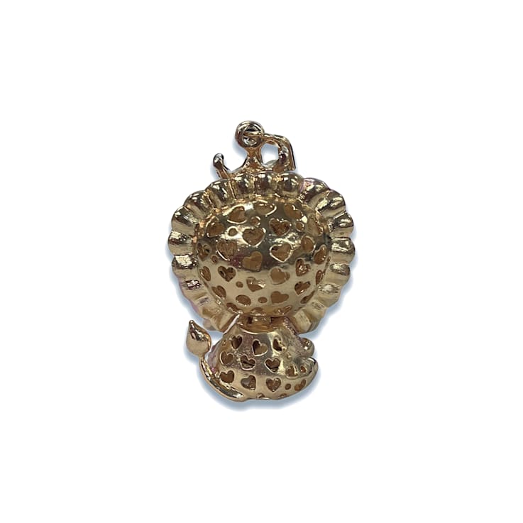 Gold Tone Pink and Clear Crystal Lion Key Chain