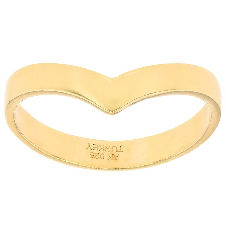 Chevron Band Ring In 18K Gold Over Sterling Silver