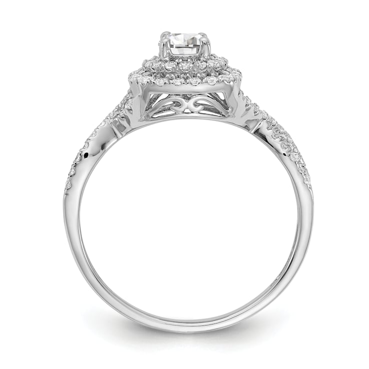 Rhodium Over 14K White Gold Lab Grown Diamond Double Halo Engagement
Ring 0.74ctw