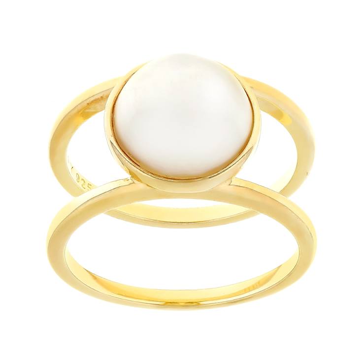 Mabe Pearl Solitaire Ring In 18K Gold Over Sterling Silver