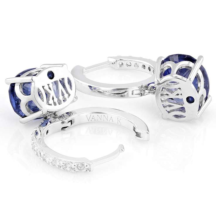 Blue And White CZ Earrings In Platinum-Enhanced Sterling Silver 8.76ctw