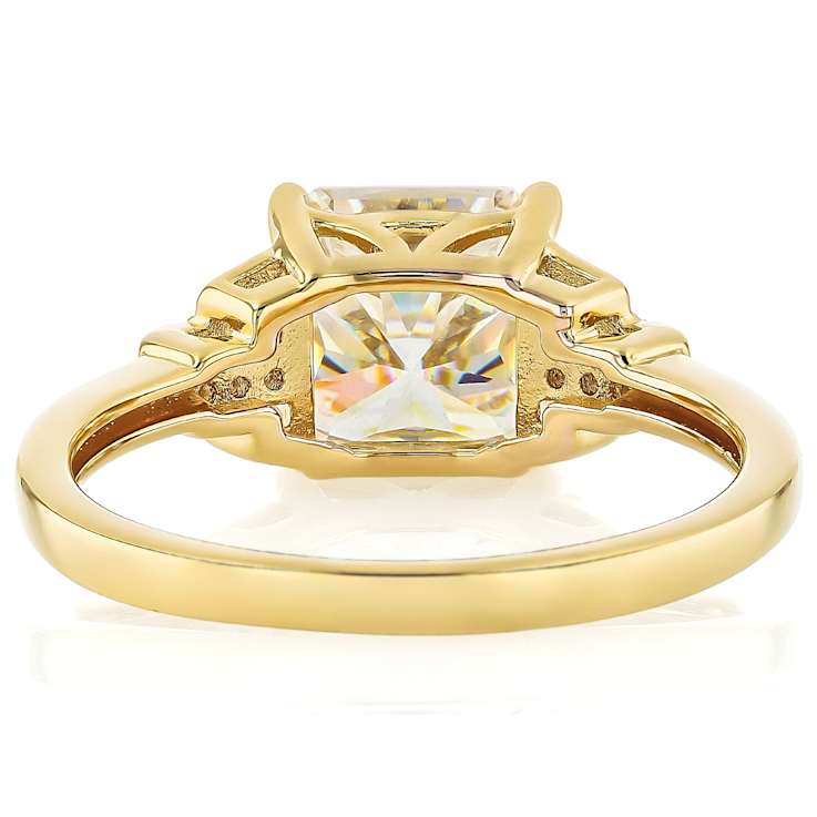 Diamond Simulant Square Octagonal Ring In 18K Gold Over Sterling Silver 3.49ctw