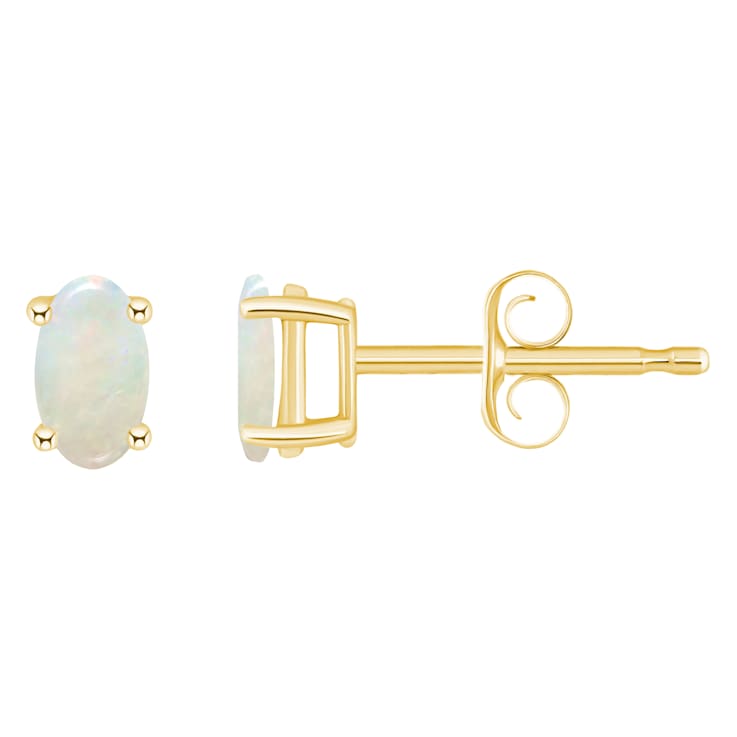 5x3mm Oval Opal 14k Yellow Gold Stud Earrings