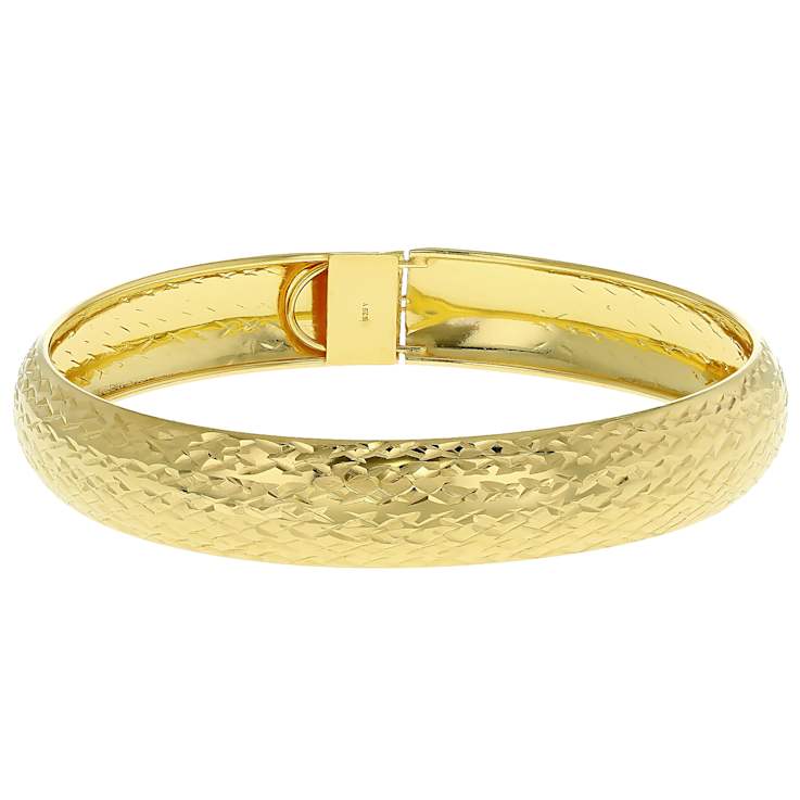 Polished Diamond-Cut Gold Bangle Bracelet In 18K Gold Over Sterling Silver