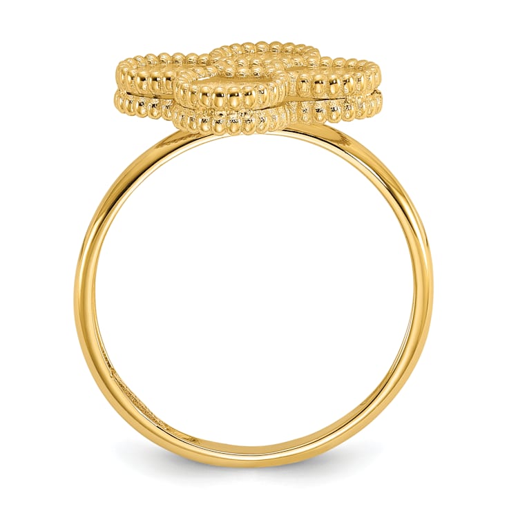 14K Yellow Gold Mother of Pearl Flower Ring