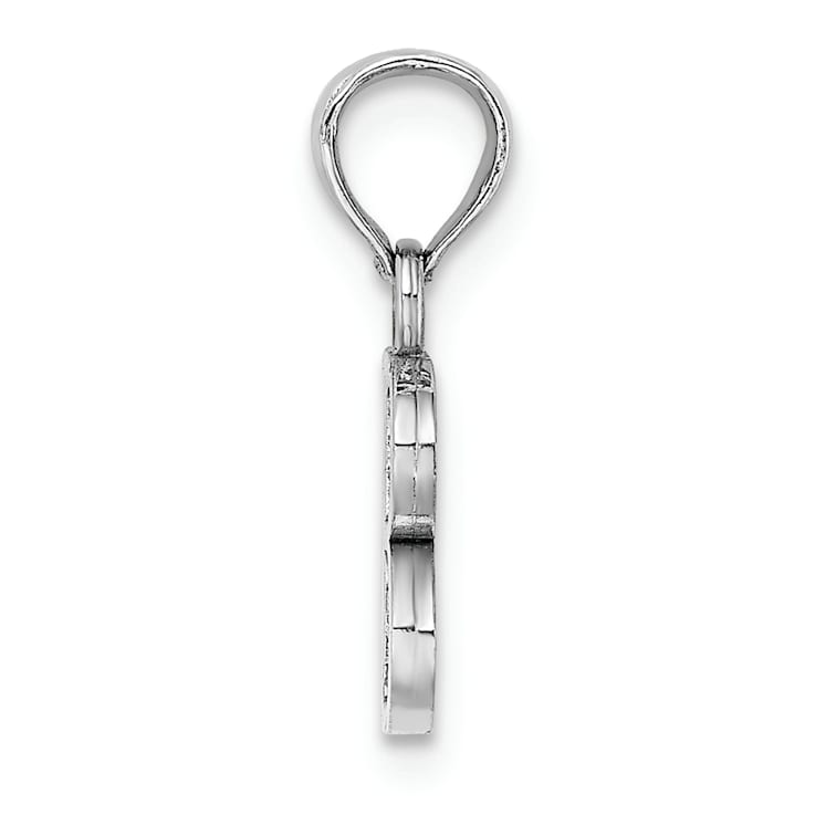 Rhodium Over 14k White Gold Polished Block Letter B Initial Pendant