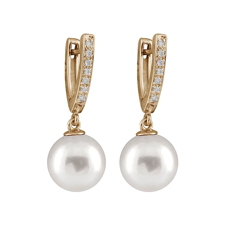 14K Yellow Gold South Sea Cultured Pearl and Diamond Drop