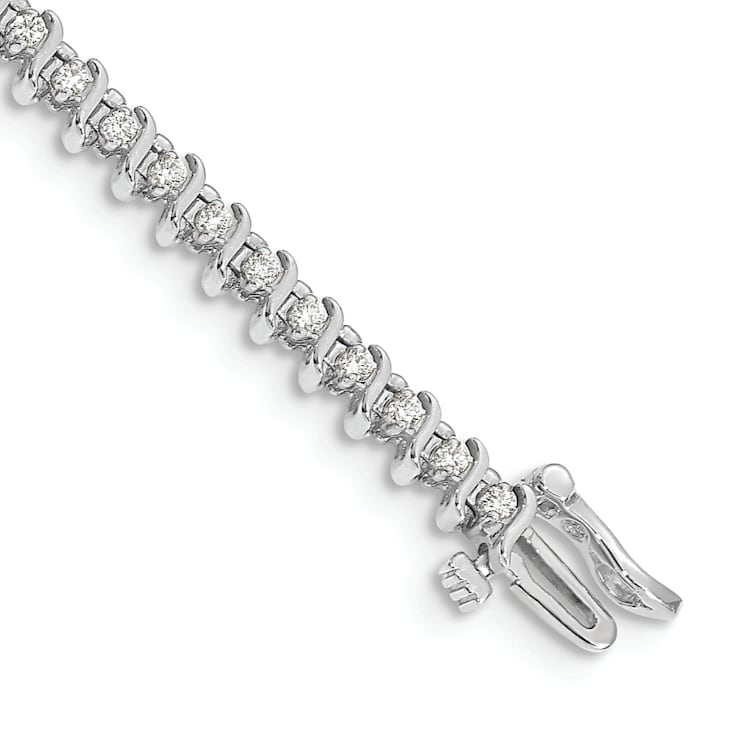 Rhodium Over 14k White Gold I1/G-H Diamond Tennis Bracelet 0.91ctw