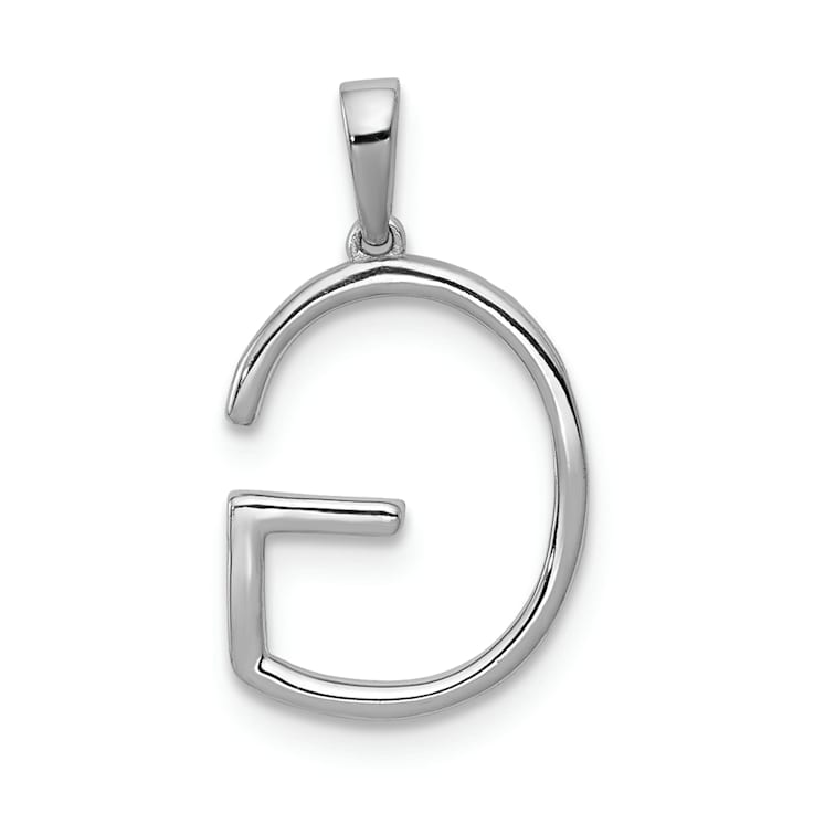 Rhodium Over 14K White Gold Diamond Letter G Initial Pendant