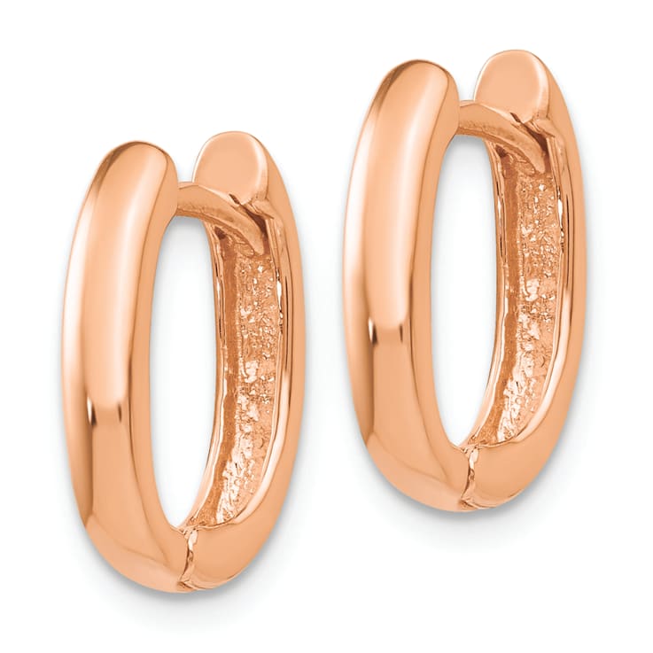 14K Rose Gold 7/16" Oval Hinged Hoop Earrings