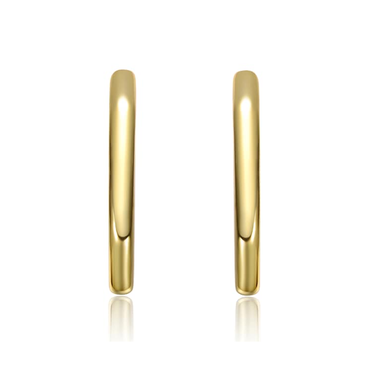 Geometric C-Hoop Earrings In 14K Gold Over Brass