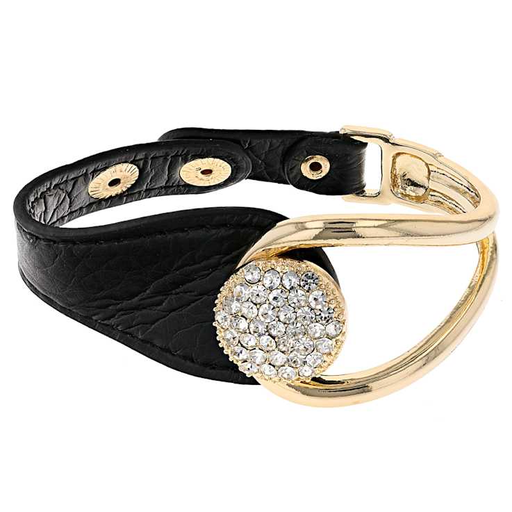 Crystal And Leather Buckle Bracelet
