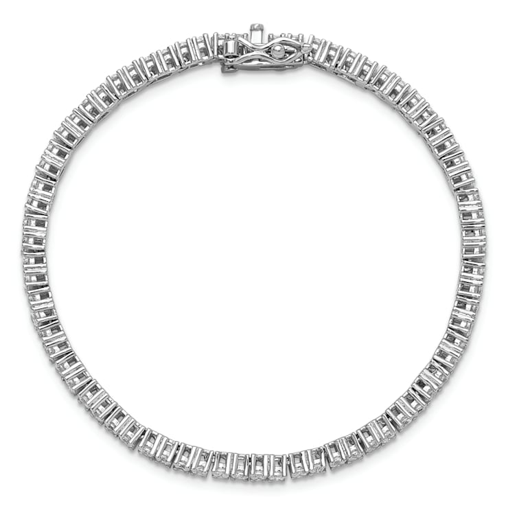 Rhodium Over Sterling Silver Polished Cubic Zirconia with Safety Clasp
Tennis Bracelet