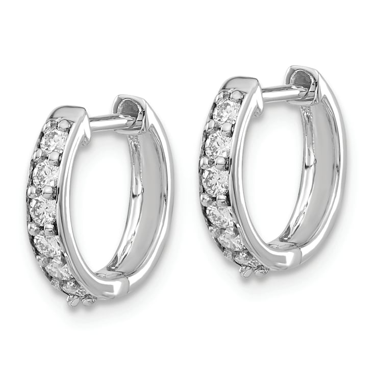 Rhodium Over 14K White Gold Lab Grown Diamond SI1/SI2, G H I, Hinged
Hoop Earrings