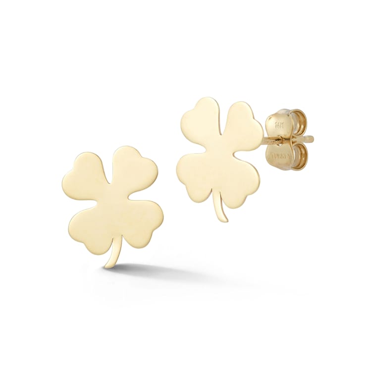 Bellissima Gold 14K Yellow Gold Four Leaf Clover Studs