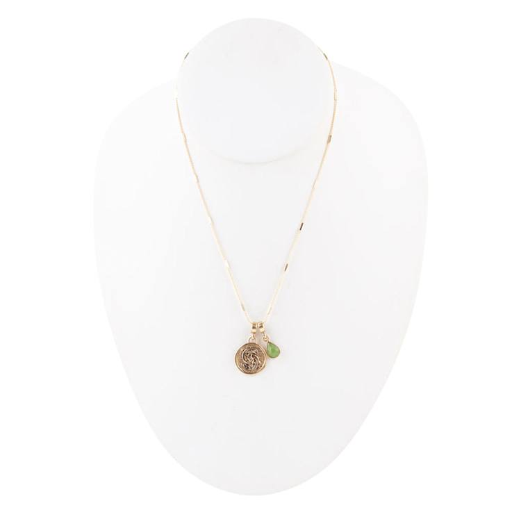 Barse Jade Pisces Zodiac Charm Necklace In Bronze