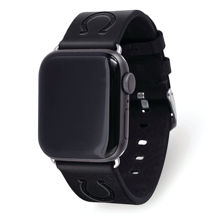 Gametime Indianapolis Colts Leather Band fits Apple Watch (42/44mm S/M
Black). Watch not included.