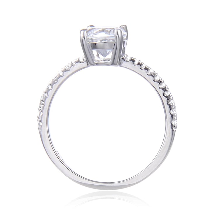 Round White Topaz Sterling Silver Solitare Ring, 1.90ctw