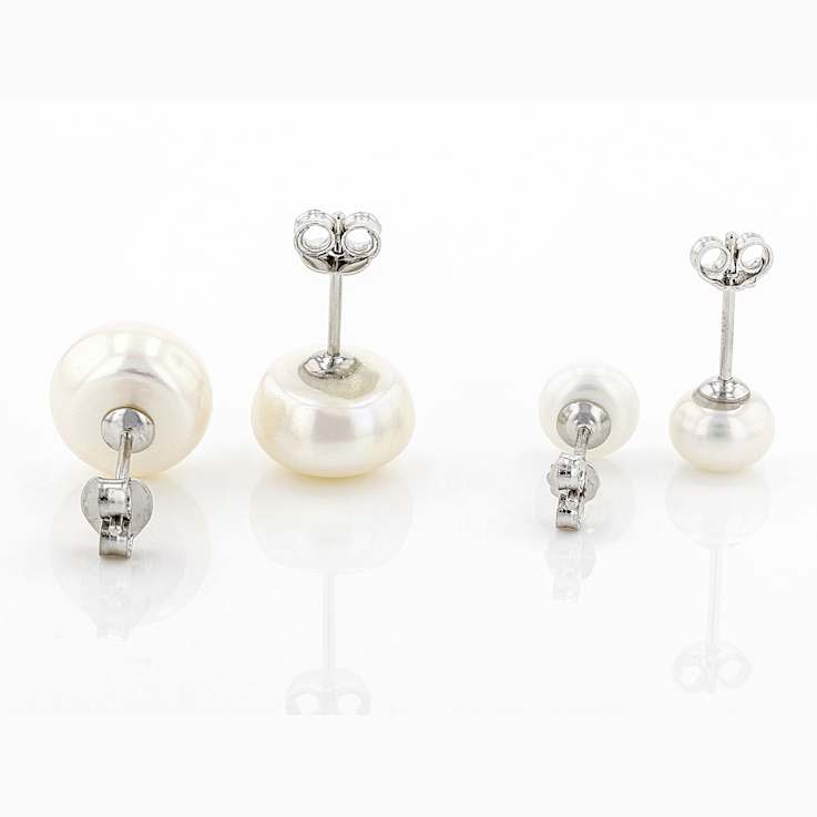 Graduated Freshwater Pearl Stud Earring Set In Sterling Silver