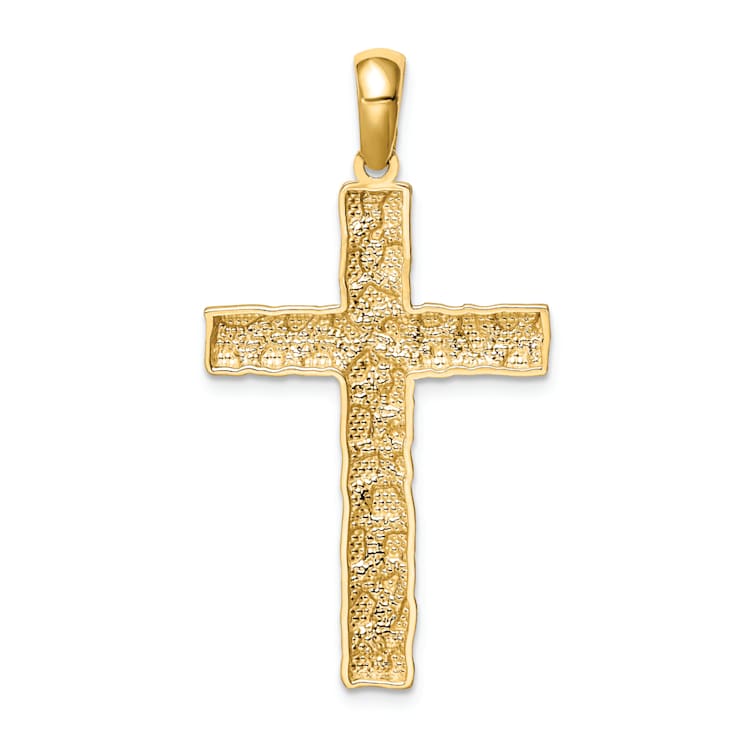 14K Yellow Gold Nugget Cross Pendant
