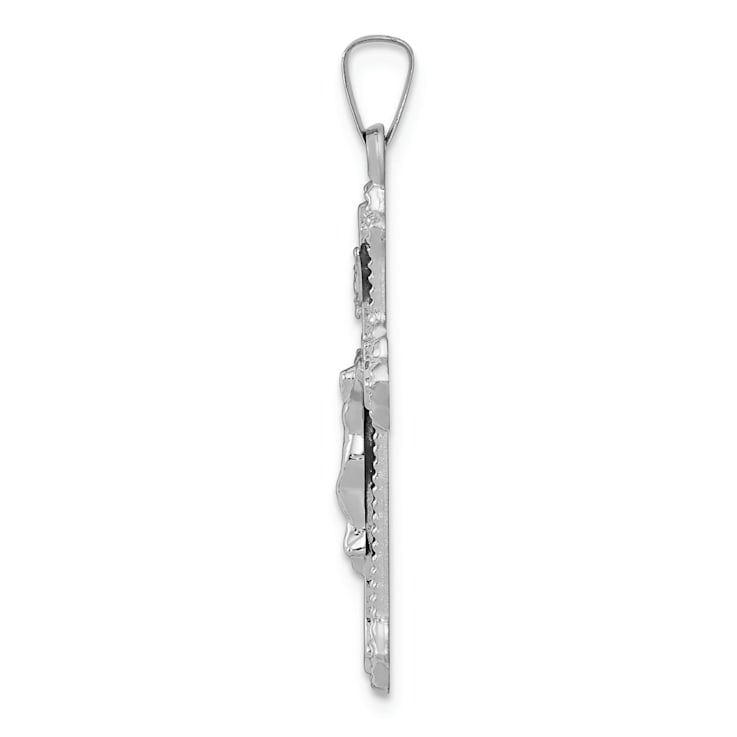 Rhodium Over 14K White Gold Polished INRI Crucifix Pendant