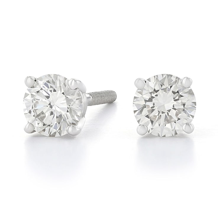 Certified White Lab-Grown Diamond H-I SI 14k White Gold Solitaire Stud
Earrings 0.75ctw