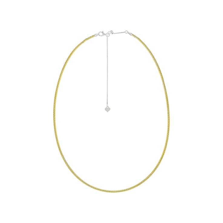 Textured Diamond-Cut Omega Chain Necklace In 18K Gold Over Sterling Silver