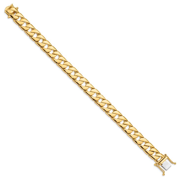 14k Yellow Gold and 14k White Gold 10.2mm Hand-Polished Fancy Curb Link Bracelet