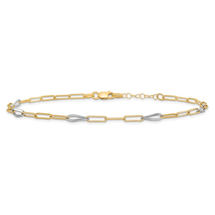 14K Two-tone Fancy Link with 1-inch Extension Anklet