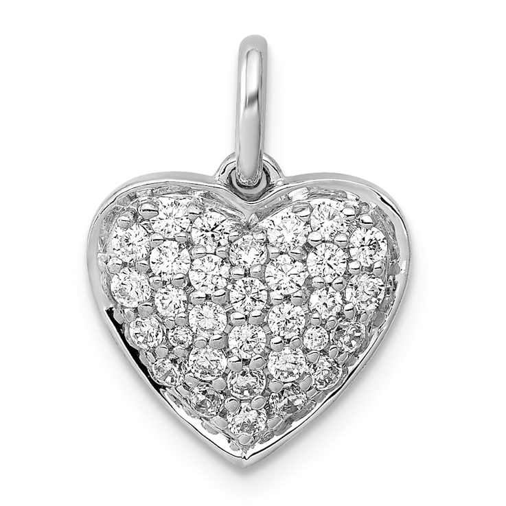 Rhodium Over 14k White Gold Diamond Heart Pendant