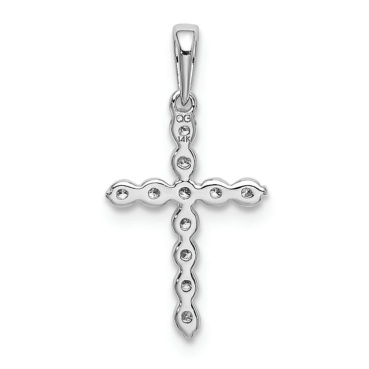 Rhodium Over 14k White Gold Diamond Cross Pendant