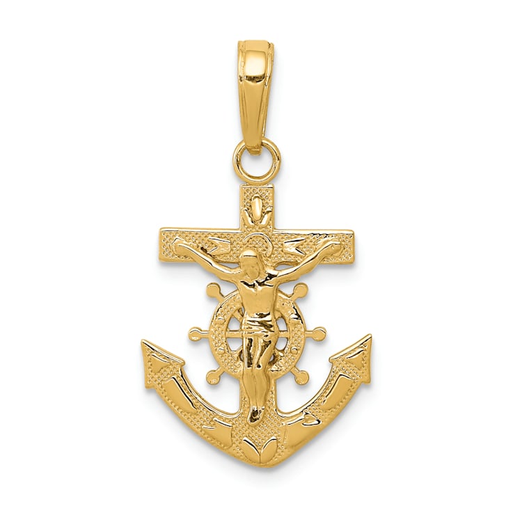 14K Yellow Gold Mariners Crucifix Pendant