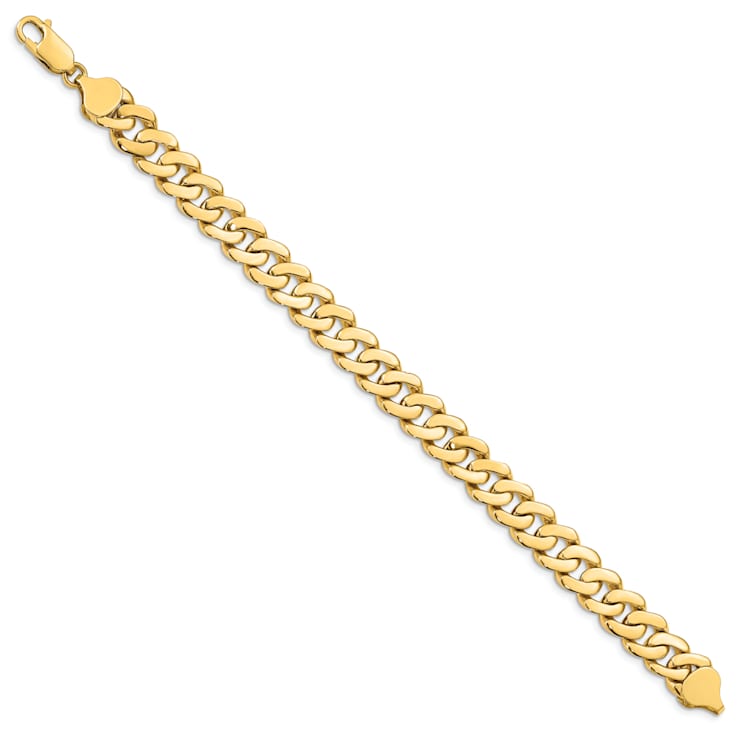 14K Yellow Gold 8.5mm Solid Hand-Polished Fancy Link Bracelet