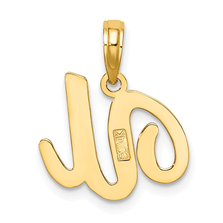 14k Yellow Gold Script Letter U Initial Pendant