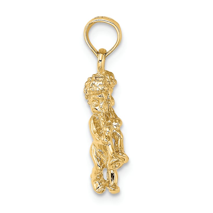 14k Yellow Gold 3D Textured Gemini Zodiac pendant