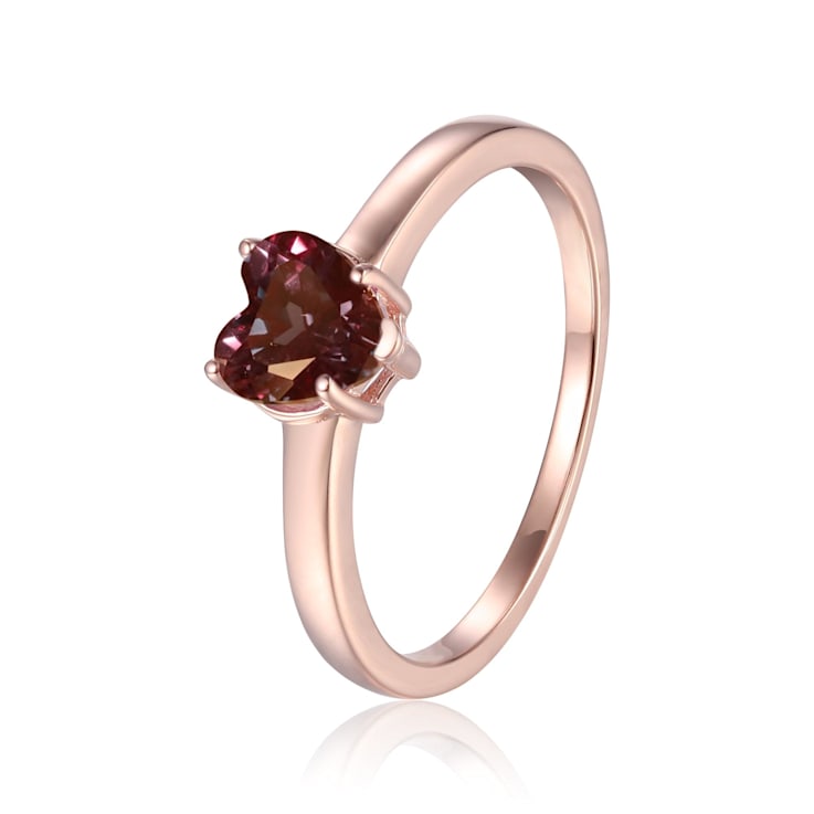 Blue Lab Created Alexandrite Heart Shape Ring 14K Rose Gold Over
Sterling Silver Solitaire Ring