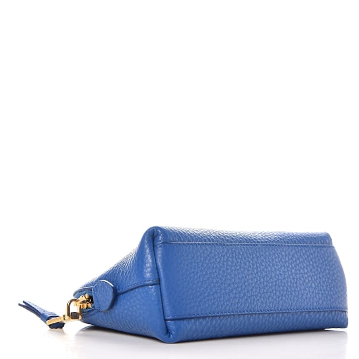 Prada Contenitore Azzurro Blue Vitello Daino Vanity Cosmetic