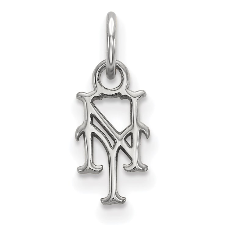 Rhodium Over Sterling Silver MLB New York Mets LogoArt Pendant