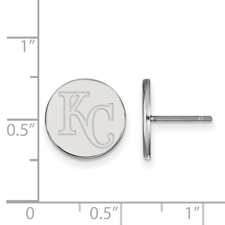 Rhodium Over Sterling Silver MLB LogoArt Kansas City Royals Post Earrings