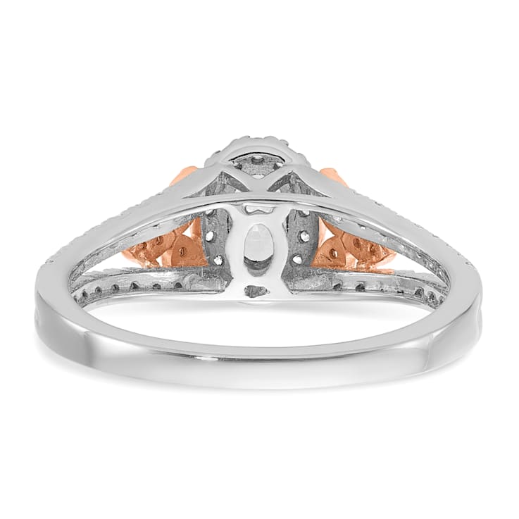 14K Two-tone Lab Grown Diamond Halo Engagement Ring 0.804ctw