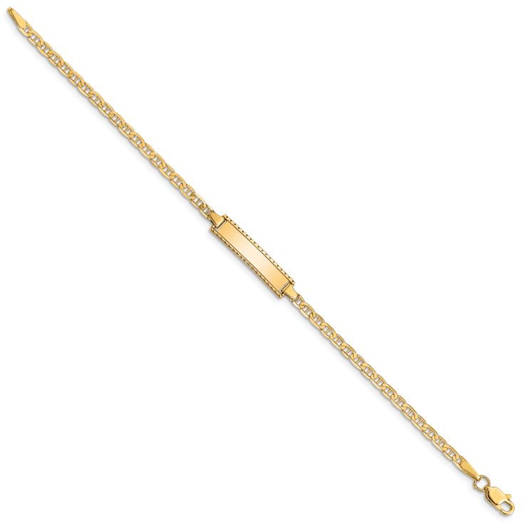 10k Yellow Gold Children's Flat Mariner Link ID Bracelet