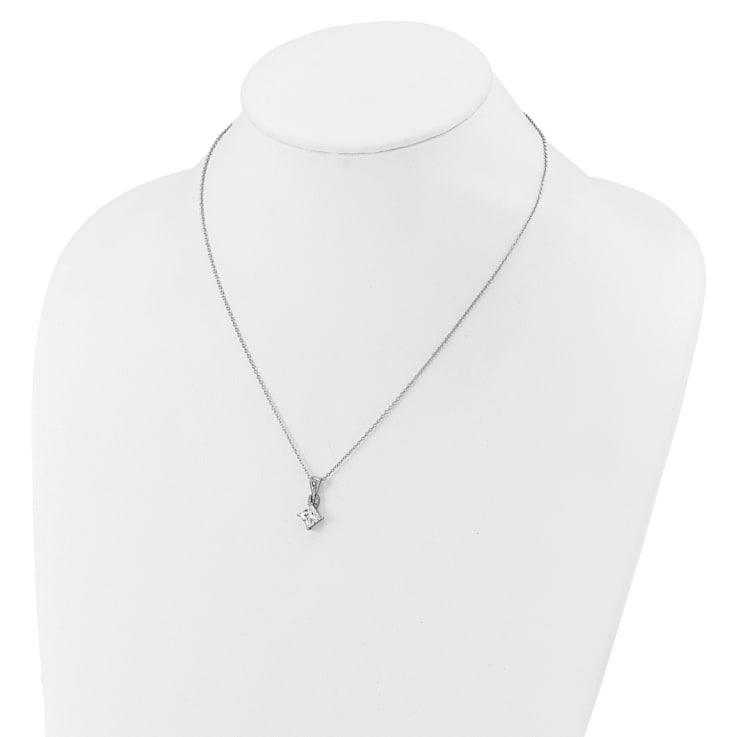 Rhodium Over Sterling Silver Polished Fancy Cubic Zirconia Link With 2
Inch Extension Necklace