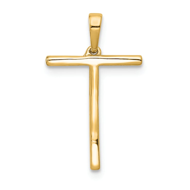 14K Yellow Gold Diamond Letter T Initial Pendant