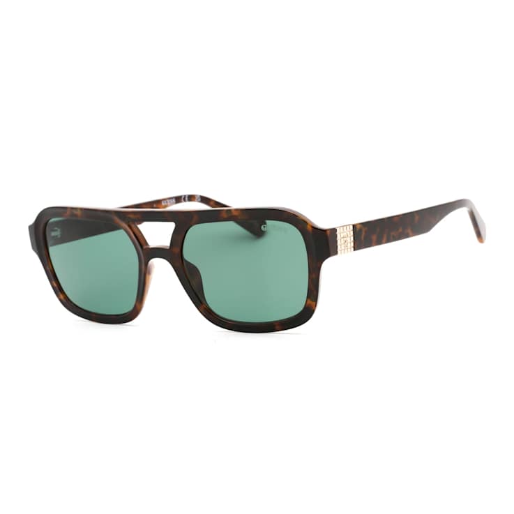 Guess Blonde Havana Square Frame / Green Lenses Sunglasses