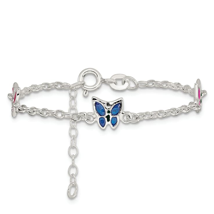 Sterling Silver Multi-color Enamel Butterfly with 1-inch Extensions
Children's Bracelet