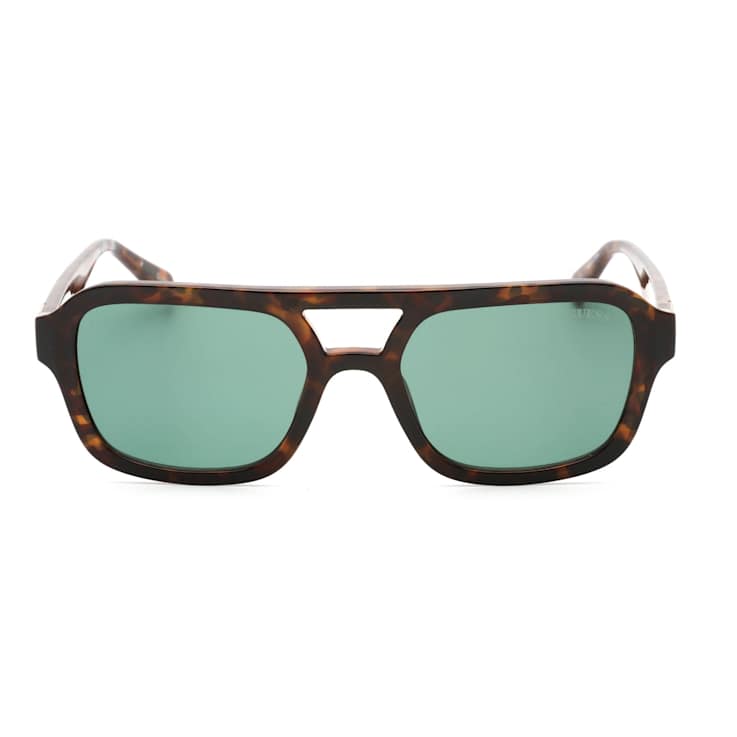 Guess Blonde Havana Square Frame / Green Lenses Sunglasses