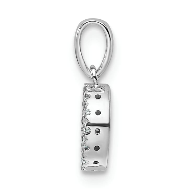 14K White Gold Diamond Letter O Initial with Bail Pendant
