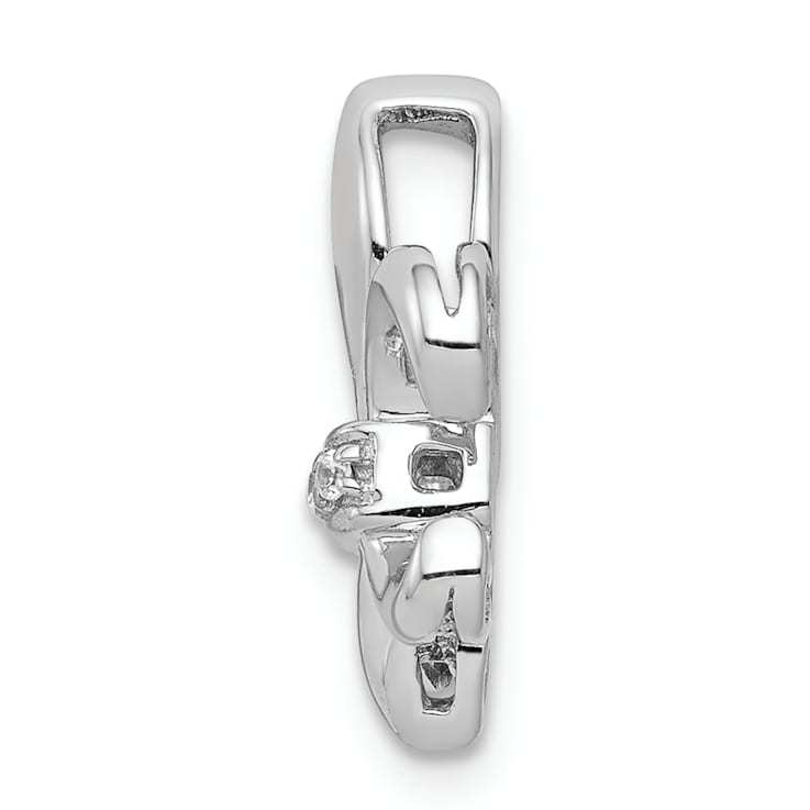 Rhodium Over 14k White Gold Diamond Fleur-de-Lis Chain Slide Pendant